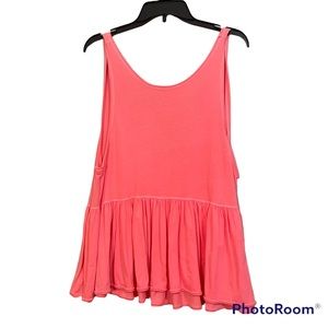 Free People Neon Pink Open Back Top